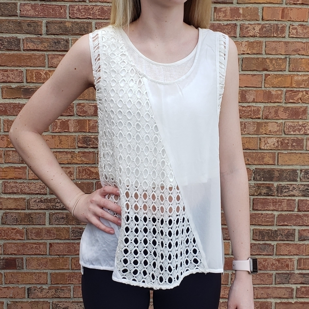 NWT Miss Me Ivory Eyelet Tank Top